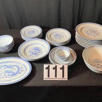 LOT#111LR: 30+ Piece Chinese Theme Dinnerware Set