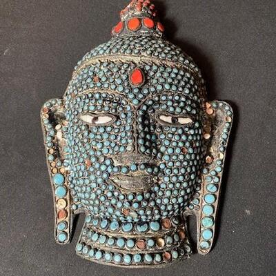 LOT#121LR: Buddha w/ Turquoise & Coral Inlay