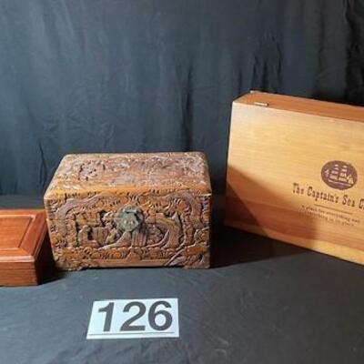 LOT#126LR: 3 Wooden Boxes