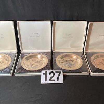 LOT#127LR: NOS Bradford Exchange Audubon Sterling Etched Plates (appr. 6.5 Oz per plate)