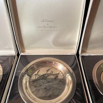 LOT#127LR: NOS Bradford Exchange Audubon Sterling Etched Plates (appr. 6.5 Oz per plate)