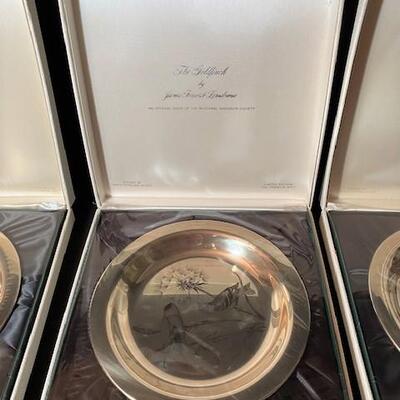 LOT#127LR: NOS Bradford Exchange Audubon Sterling Etched Plates (appr. 6.5 Oz per plate)