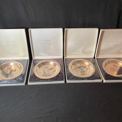 LOT#127LR: NOS Bradford Exchange Audubon Sterling Etched Plates (appr. 6.5 Oz per plate)