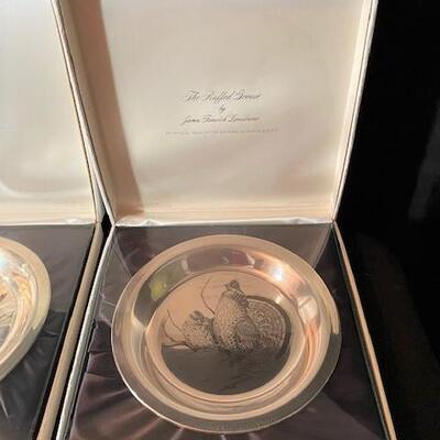 LOT#127LR: NOS Bradford Exchange Audubon Sterling Etched Plates (appr. 6.5 Oz per plate)