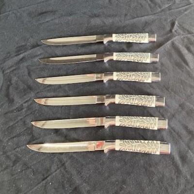 LOT#161J: NOS Solingen Overlay Steak Knife Set