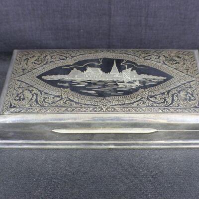 LOT#204J: Marked Siam Sterling Box [494g]