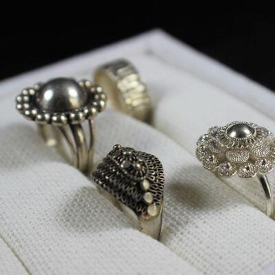 LOT#205J: Tested .925 Silver Antique Ring Lot [15.9g]