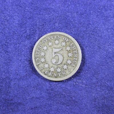 LOT#221J: 1869 Shield Nickel