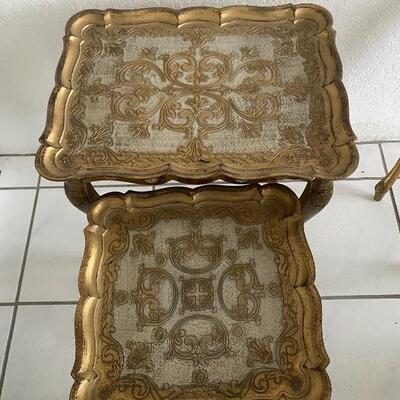 Set of 3 Gold Plastic Nesting Tables *One Damaged* YD#022-0140