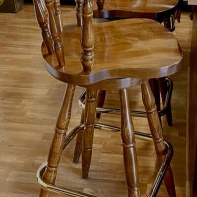 Set of 4 Vintage Captains Mate Swivel  Bar Stools w MOD Brass Rail 