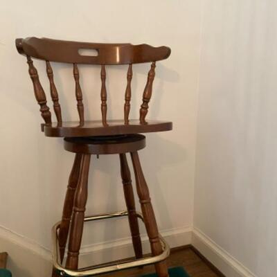 Set of 4 Vintage Captains Mate Swivel  Bar Stools w MOD Brass Rail 