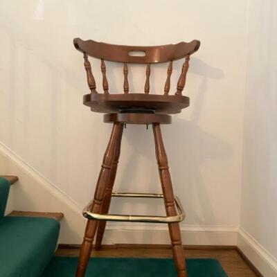 Set of 4 Vintage Captains Mate Swivel  Bar Stools w MOD Brass Rail 