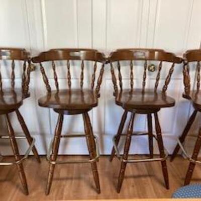 Set of 4 Vintage Captains Mate Swivel  Bar Stools w MOD Brass Rail 