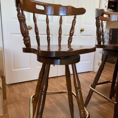 Set of 4 Vintage Captains Mate Swivel  Bar Stools w MOD Brass Rail 