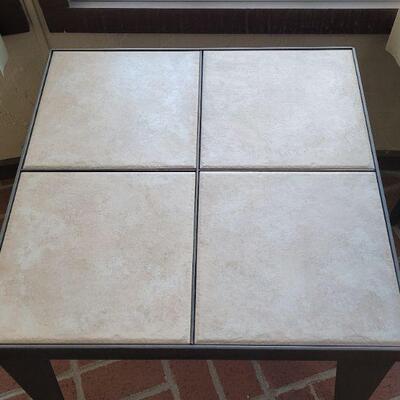 Lot 189: Larrabee's Metal and Tile Side Table 24" Ã— 21"