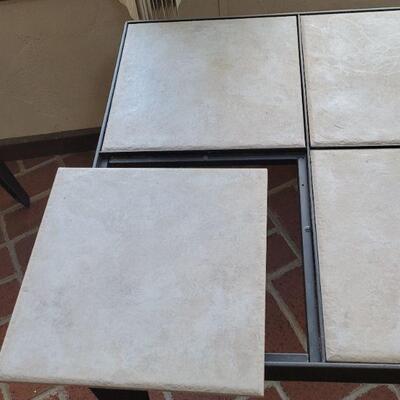 Lot 192: Larrabee's Metal and Tile Table (Tiles are removable) 24" Ã— 21"