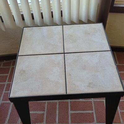 Lot 196: Larrabee's Metal and Tile Side Table (24" Ã— 21")
