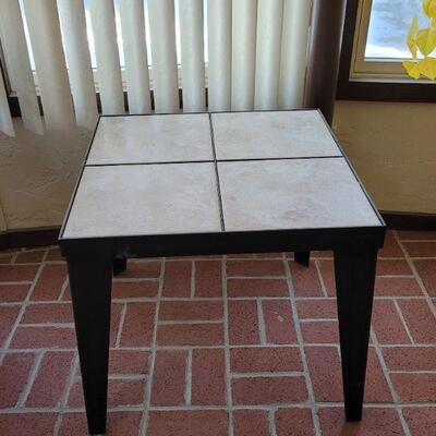 Lot 196: Larrabee's Metal and Tile Side Table (24" Ã— 21")