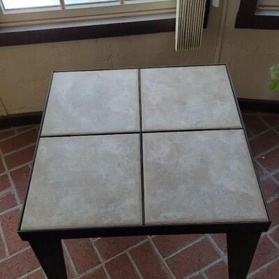 Lot 200: Larrabee's Metal and Tile Table (Tiles are removable) 24" Ã— 21"