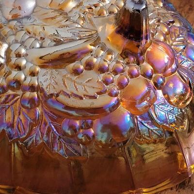 Lot 229: Carnival Glass Footed Dish