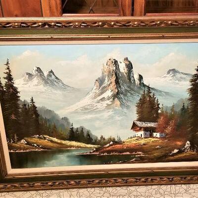 Lot #76  MidCentury framed Oil on Canvas - Tyrolean Style Painting