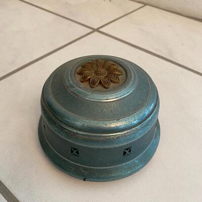 Vintage Music Box Trinket Powder Puff Holder *Works* YD#022-0144