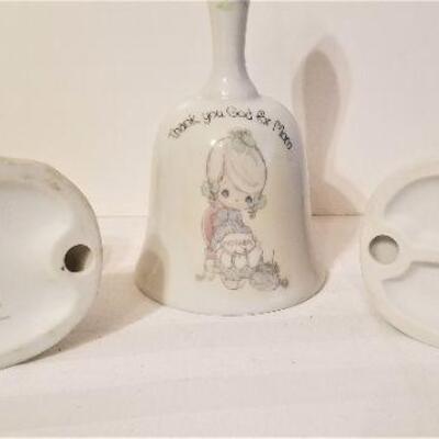Lot #81  Two Precious Moments Figurines and a Precious Moments Bell