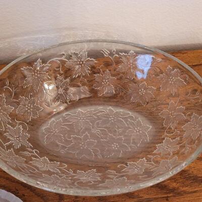 Lot 235:  (2) Cut Crystal and (1) Glass Floral Theme Bowl