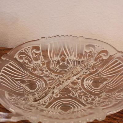 Lot 236: Glass Serving Dishes (Platter, Relish Dish, Bowl and Deviled Egg Plate