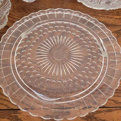 Lot 236: Glass Serving Dishes (Platter, Relish Dish, Bowl and Deviled Egg Plate