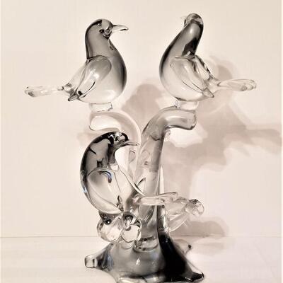 Lot #85  Glass Sculpture - Birds on Branch