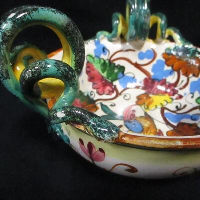 Lot 36 - Decorative Italian Ceramic Hand Painted Bowl With Handles