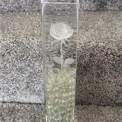 Frosted Rose Glass Vase with Marbles YD#022-0149
