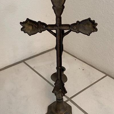 Catholic Brass Crucifix Candle Holder YD#022-0152