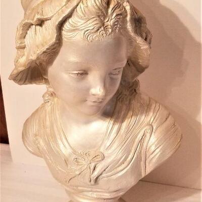 Lot #100  Plaster Bust of a Young Girl and Sleeping Cherub
