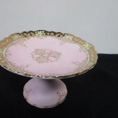 Lot 38 - Pink Porcelain Pedestal Dish