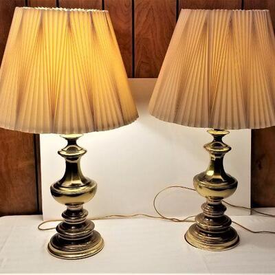 Lot #103  Pair of 1980's Brass Lamps - working condition