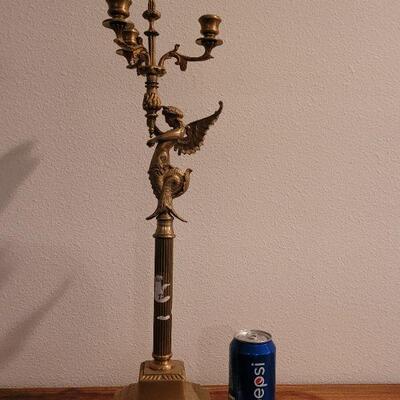 Lot 289: BOMBAY Brass Angel Candelabra (has a label on it- can be removed) 