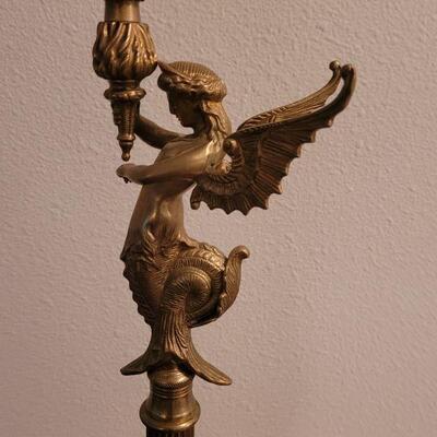 Lot 289: BOMBAY Brass Angel Candelabra (has a label on it- can be removed) 