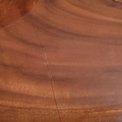 Lot 290:  Mid Century Modern Planed Wood Coffee Table (has 2 cracks in the varnish) 42" Ã— 19" Ã— 16.5"