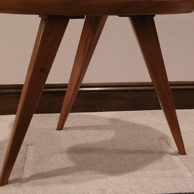 Lot 291: Mid Century Modern Planed Wood Side Table (25" Ã— 20.5")
