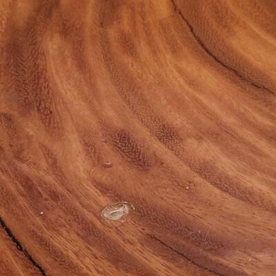 Lot 292: Mid Century Modern Planed Coffee Table (has a small ding in the varnish) 44.5" Ã— 22.5" Ã— 17" 