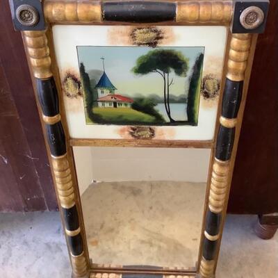 341 Federal Style Wall Mirror with Reverse Glass Painting