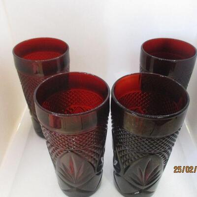 Lot 3 - Set of 4 Ruby Glass Coolers