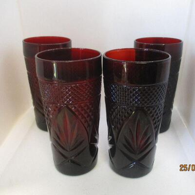 Lot 3 - Set of 4 Ruby Glass Coolers