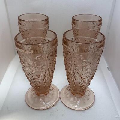 Lot 5 - Set of 4 Pink Tiara Sandwich Iced Tea Glasses