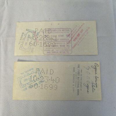 Lot 112 - (2) Bank Checks from PA 1940 and 1941