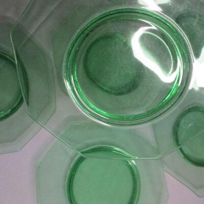 Lot 113 - (7) Green Glass Octagon Plates