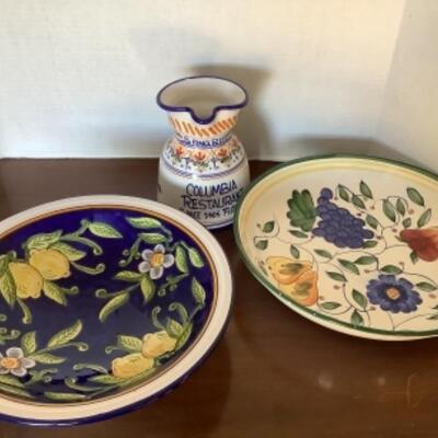 353 Two Large Serving Bowls and Columbia Restaurant Sangria Pitcher