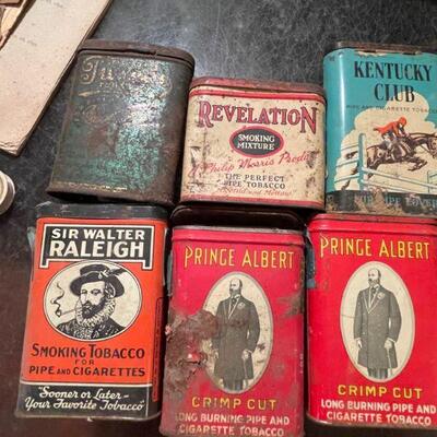 Group of 6 vintage tobacco tins 